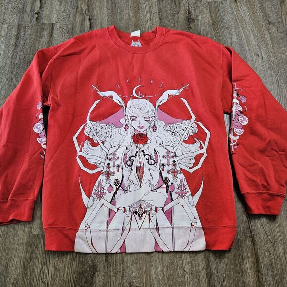OMOCAT x Vacuumch White Widow Red Sweater Sweatshirt Size Large - Picture 2 of 8